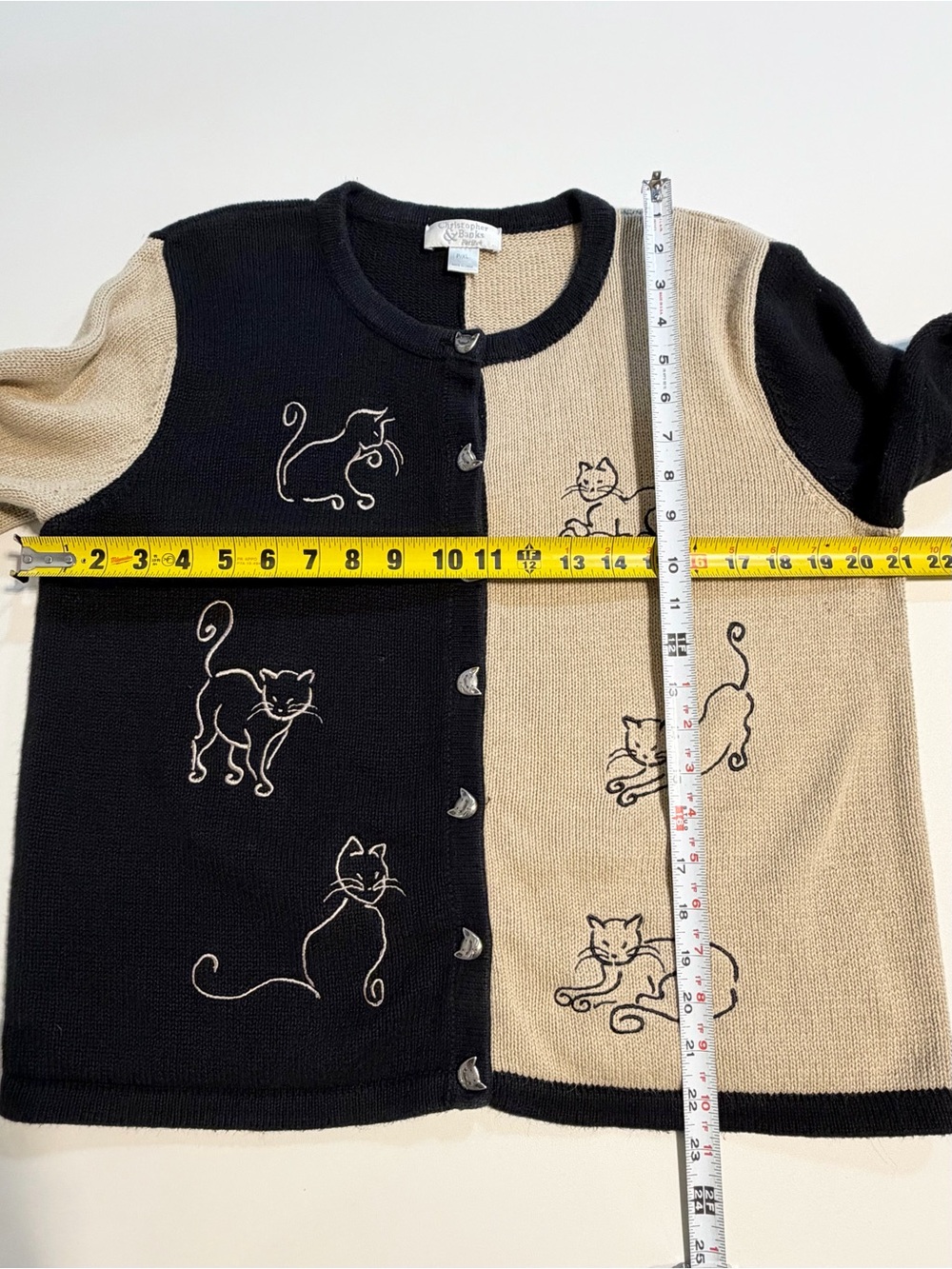 VINTAGE Kitty cat pet lover knit sweater cardigan button front embroidered - Picture 14 of 15
